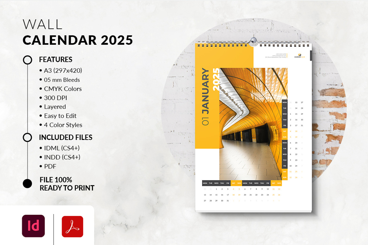 A3 Size Wall Calendar 2025, a Stationery Template by MstArtwork (Photo 1 of 5)