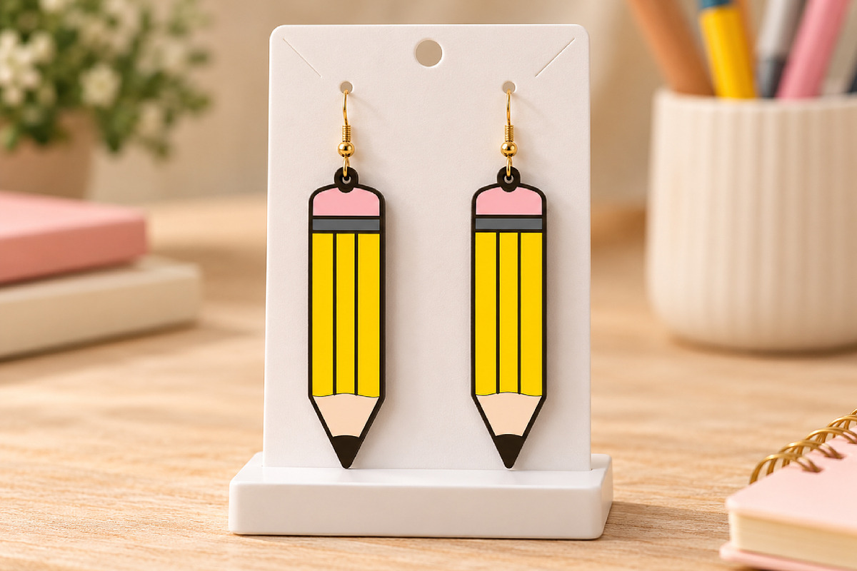 Pencil Earrings Laser Cut SVG, an Object Graphic by Canvas Craft (Photo 4 of 4)