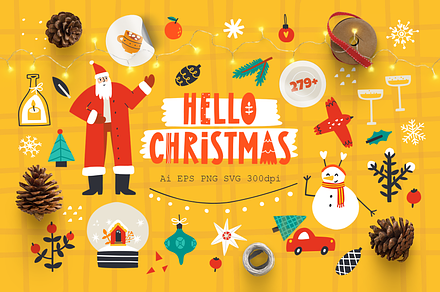 HELLO CHRISTMAS: clipart & lettering