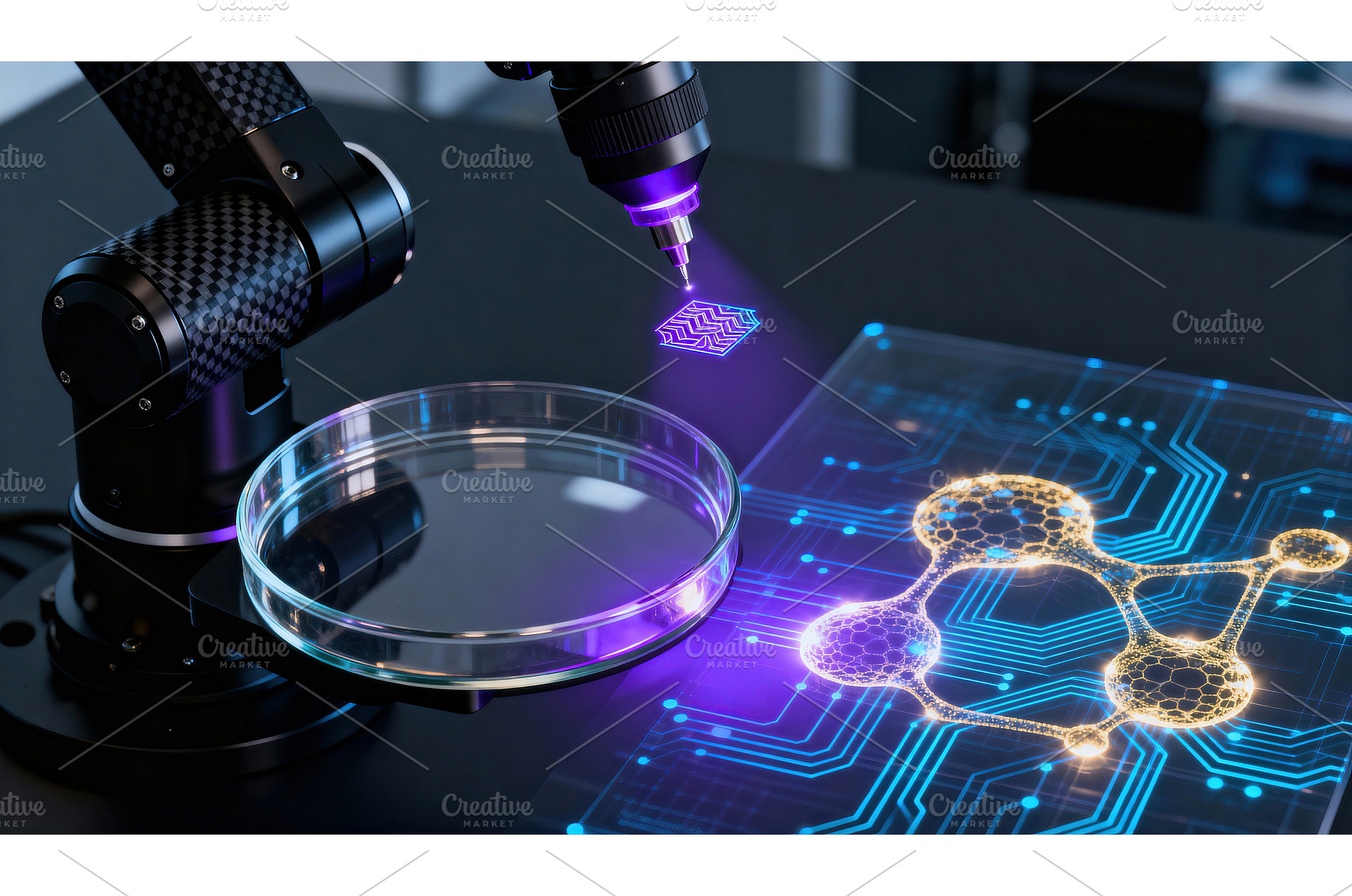 Robotic arm scanning petri dish and, a Technology Photo by tilialucida