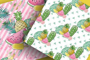 Tropical Summer Digital Paper Pack