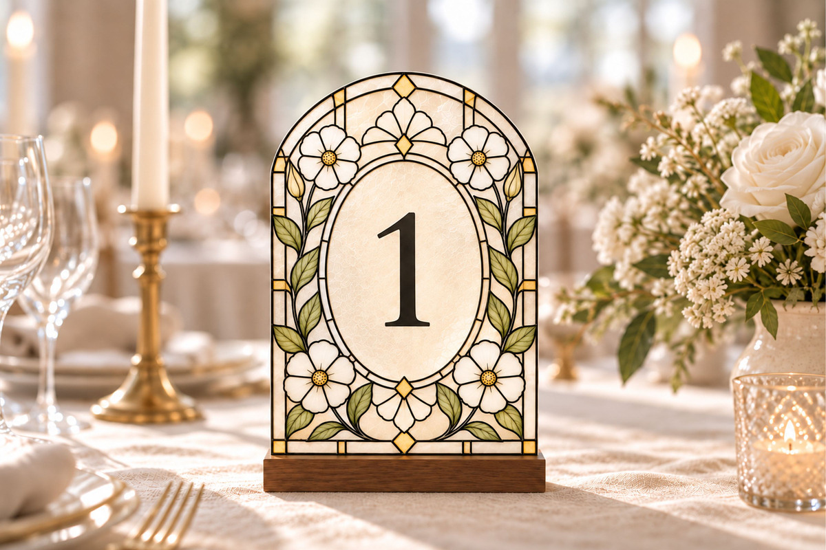 Stained Glass Wedding Table Numbers, an Invitation Template by Arfis (Photo 1 of 11)