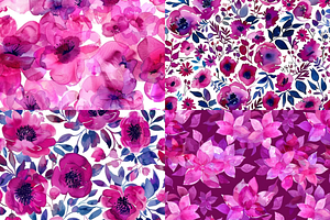 Magenta Watercolor Floral Patterns