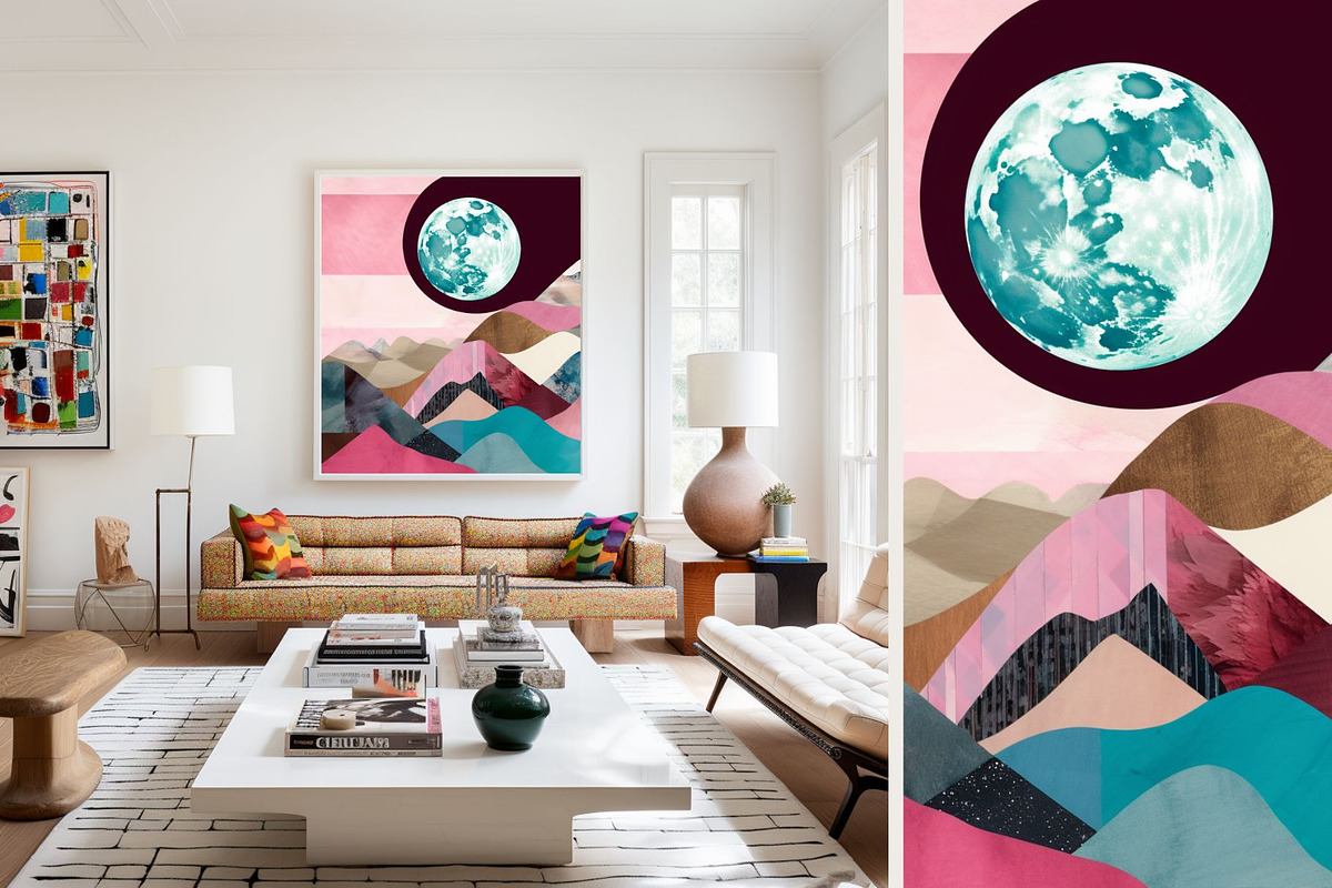 4 Pink Landscape Moon Wall Art, a Decorative Illustration by ARTOZEN DIGITAL (Photo 4 of 8)