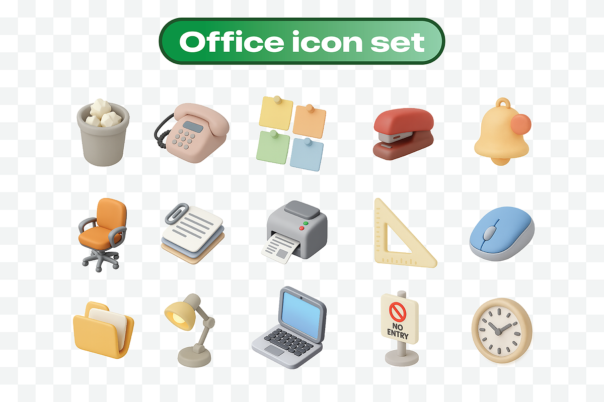 Office 3D Icons set PREMIUM, a Solid Icon by Iwanistic (Photo 2 of 7)