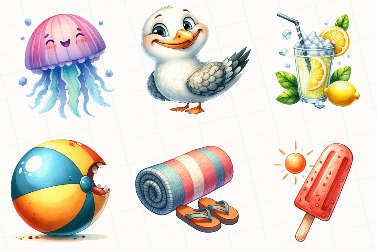 Watercolor Summer Vibe Clipart, an Illustration by OK Design (Photo 4 of 5)