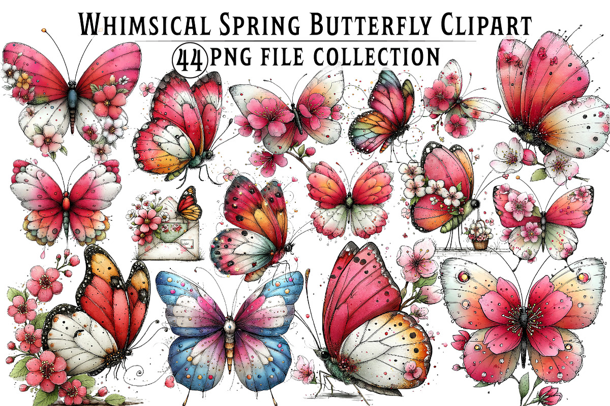 Whimsical Spring Butterfly Clipart, an Illustration by Dream Creation (Photo 1 of 4)