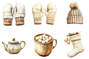 Watercolor Cozy Neutral Winter Clipa, an Illustration by DreamArtGraphic (Thumbnail 2 of 5)