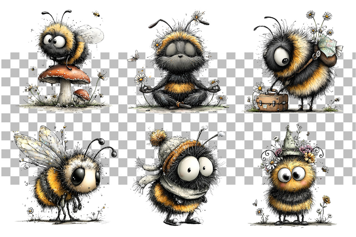 Whimsical Fuzzy Bee PNG Clipart, a Seasonal Illustration by Daily.Designs (Photo 3 of 5)