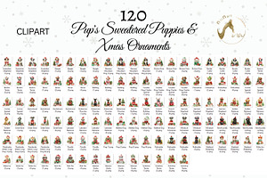 120 Watercolor Christmas Dog Clipart