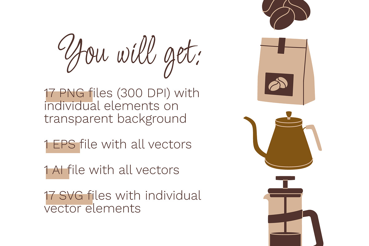 Coffee Item Cliparts, a Food Illustration by Panna Limon Store (Photo 7 of 8)