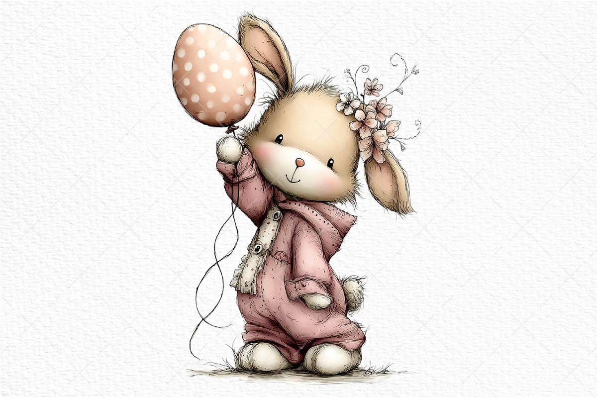 Whimsical Easter Bunny Clipart, an Illustration by Craft Nest (Photo 11 of 11)