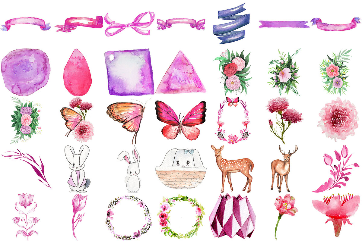 Super Pink Floral Bundle 151 PNGs, a Texture Illustration by LilyBoo Clipart (Photo 3 of 7)