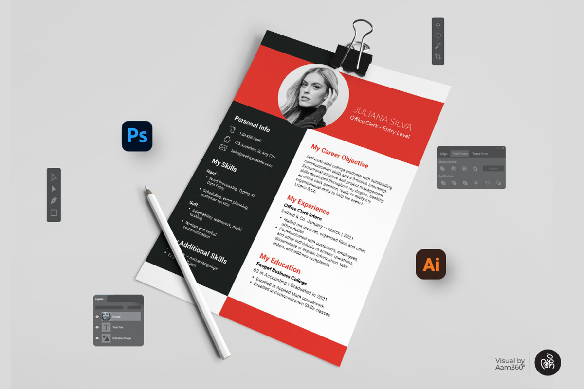 Professional Resume Template, a Flyer Template by Aam360