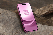 iPhone 16 Mockup with Rock – 6 PSD, an iPhone Mockup by Muhazdinata (Thumbnail 7 of 8)