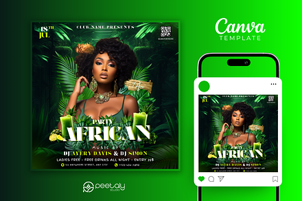African Party Flyer Canva Template