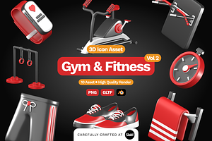 3D Gym And Fitness Icon Vol 2