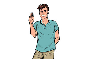 Young Man Gesture Hello