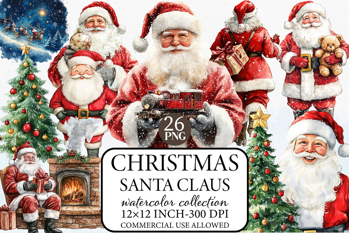Christmas Santa Claus Watercolor, an Illustration by Libby Wishes (Photo 1 of 7)