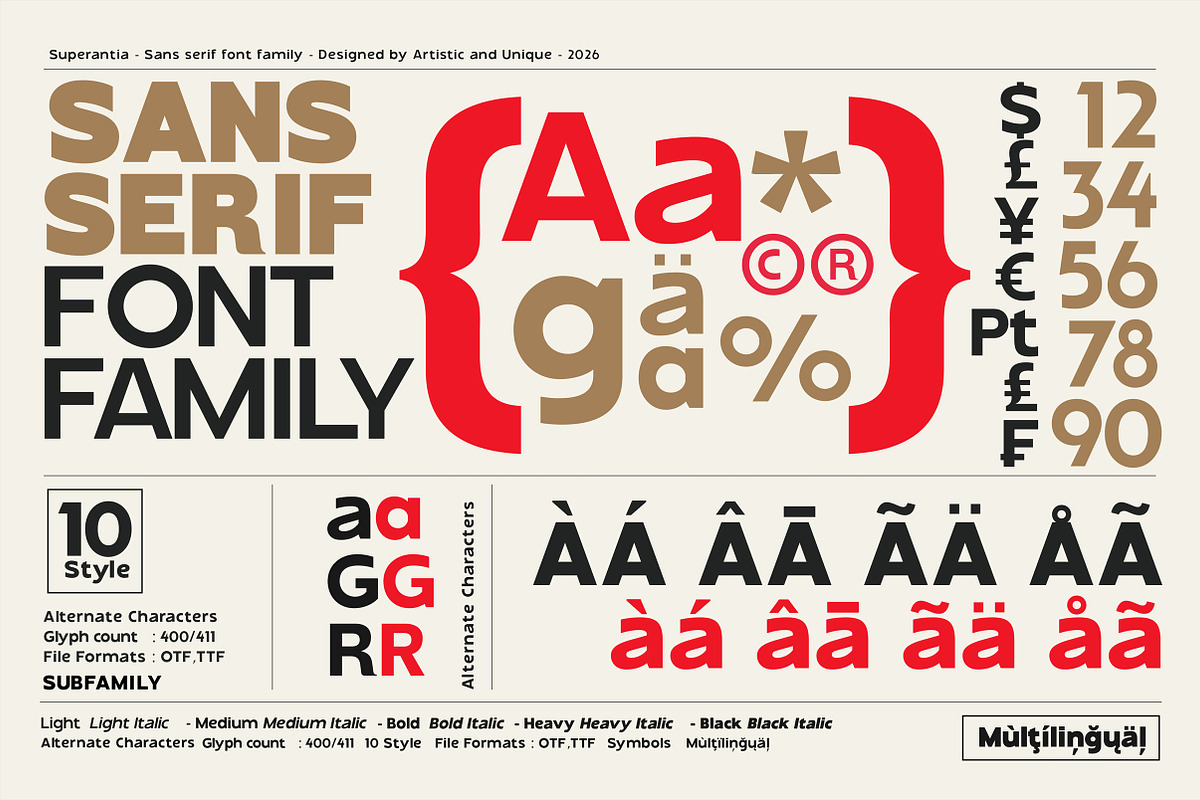 Superantia - Sans serif font family, a Sans Serif Font by Artistic & Unique (Photo 6 of 15)