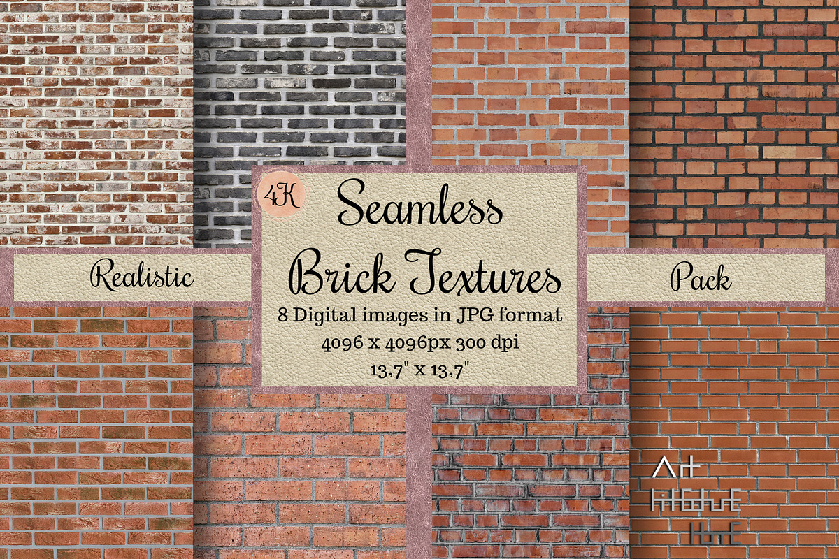 100 Seamless Brick Textures, Digital, a Texture Graphic by Arthitecture Home (Photo 9 of 11)