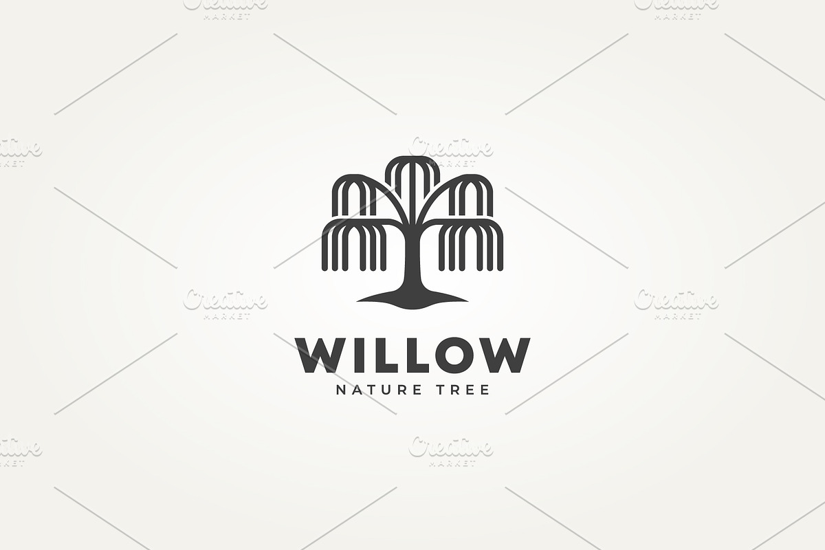 minimalist willow tree nature logo, a Branding & Logo Template by Blazybone