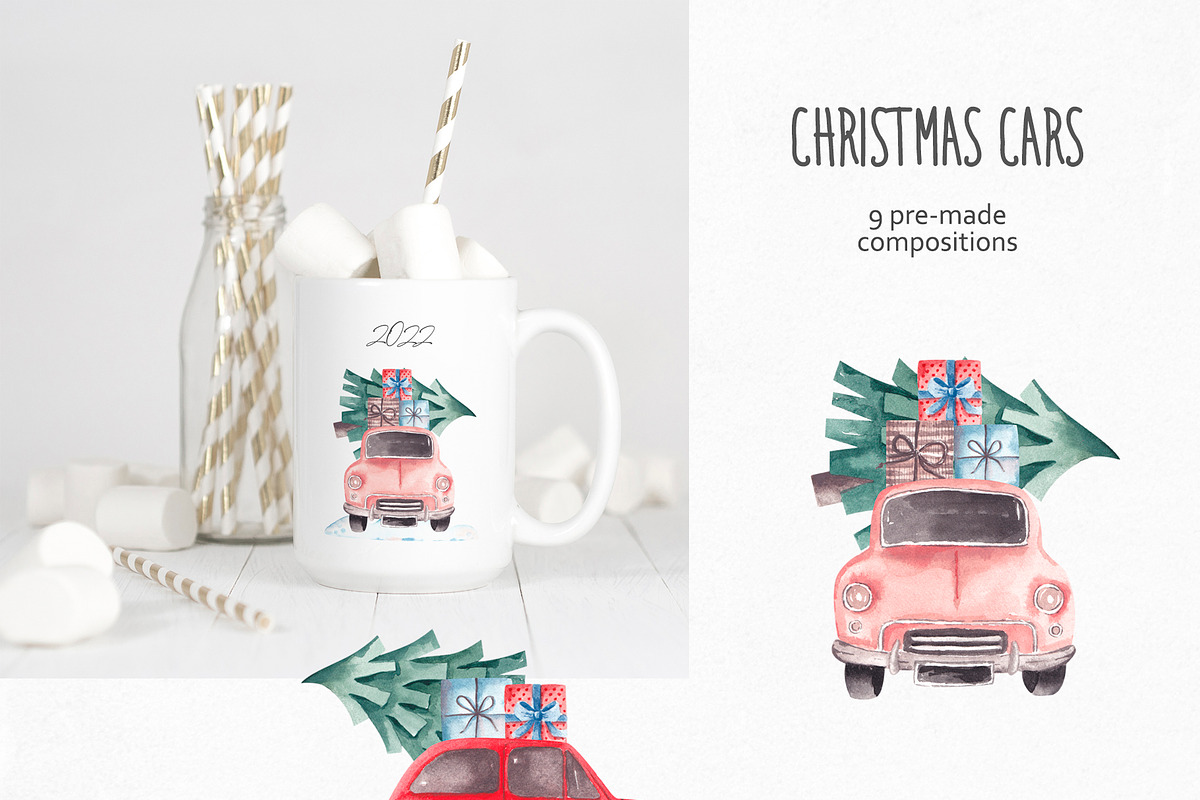 Watercolor Christmas City Clipart, a Texture Illustration by YuliyaArtGarden (Photo 5 of 12)