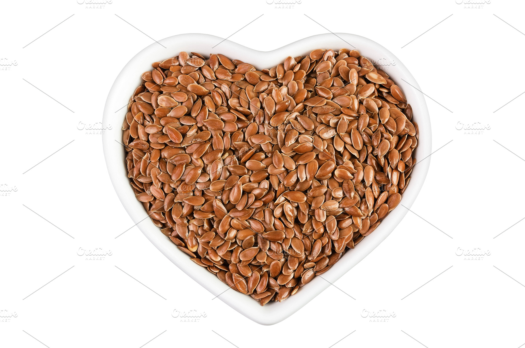 flaxseed in ceramic bowl isolated on, a Food & Drink Photo by NataPhoto