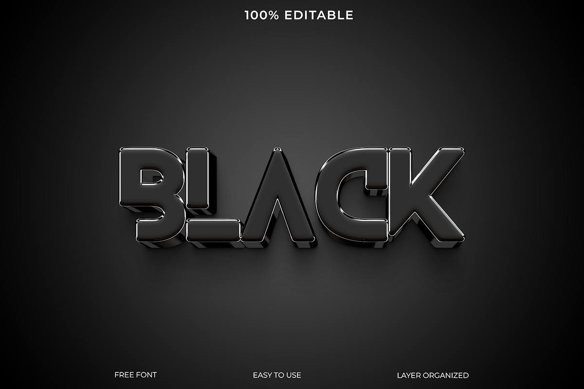 Black 3D Text Effect for a Bold, a Layer Style Add-On by Imamul001