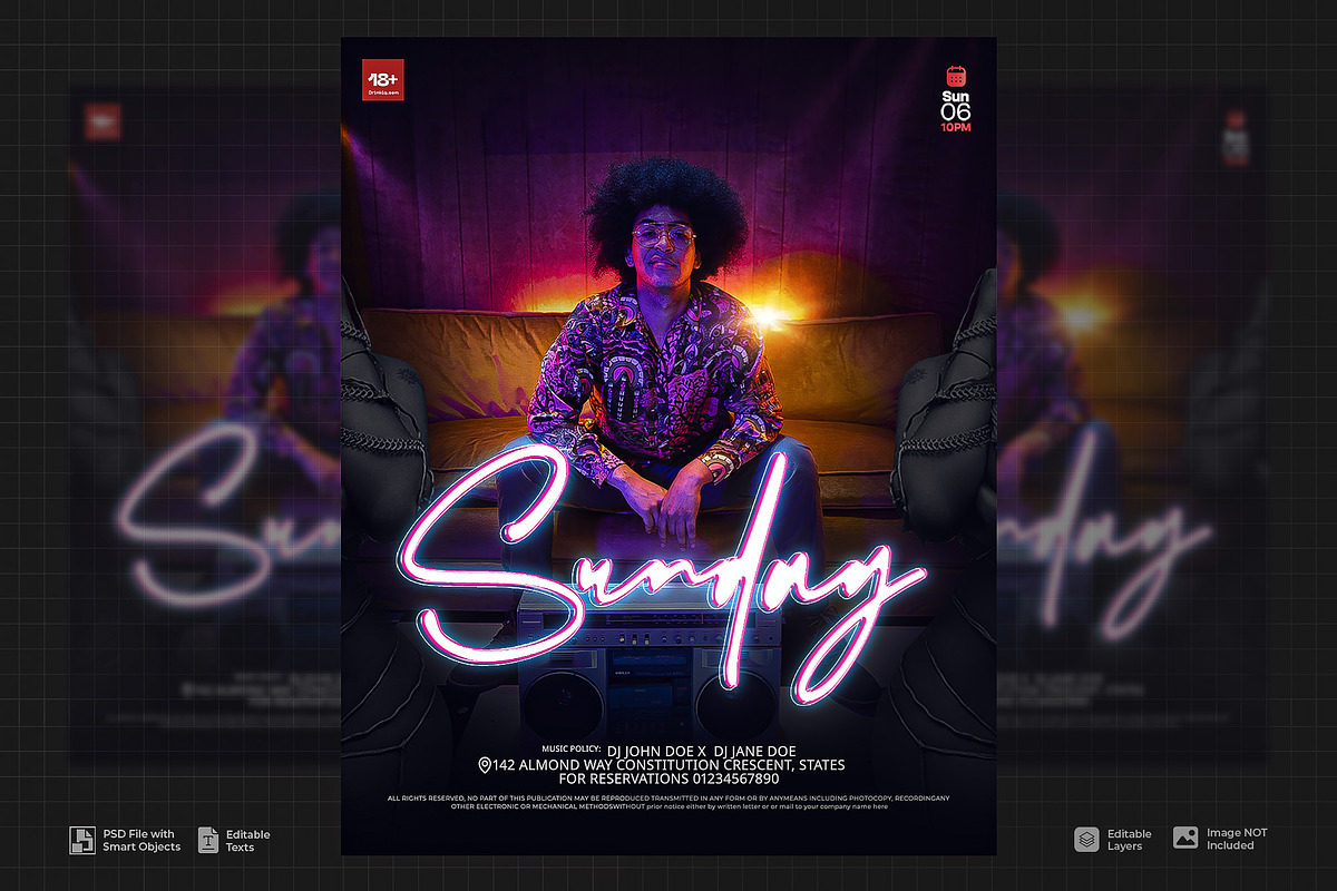 Sunday Night Party PSD Flyer, a Flyer Template by SethDesign Studio