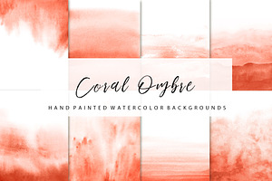 Coral ombre watercolor