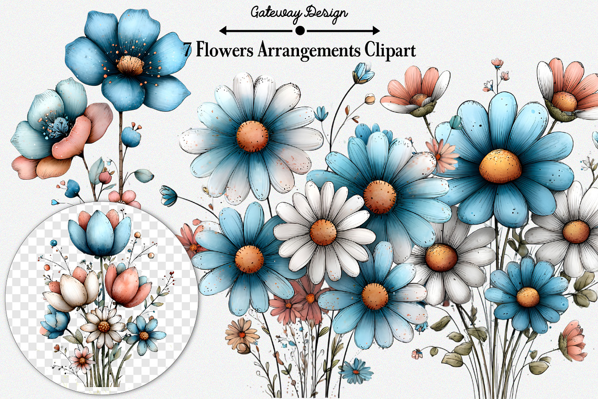 Flowers Arrangements Clipart Bundle, an Illustration by GatewayDesign (Photo 1 of 3)