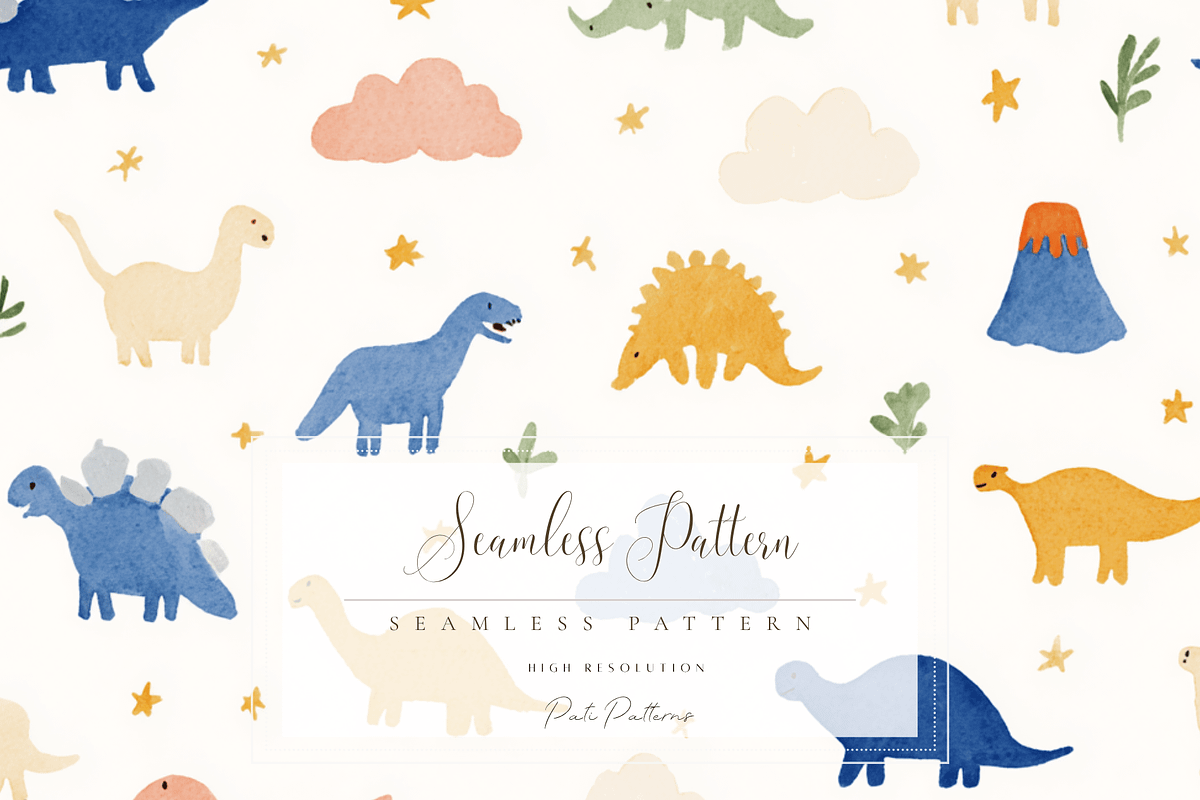 Cute Pastel Dinosaur Seamless Patter, a Pattern Graphic by Pati Charm Studio (Photo 1 of 8)