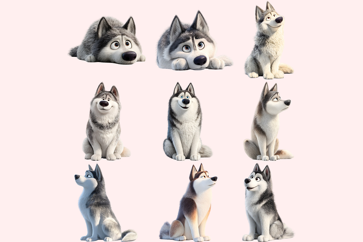 Husky Clipart PNG Bundle, a Graphic by M9 Design (Photo 4 of 11)