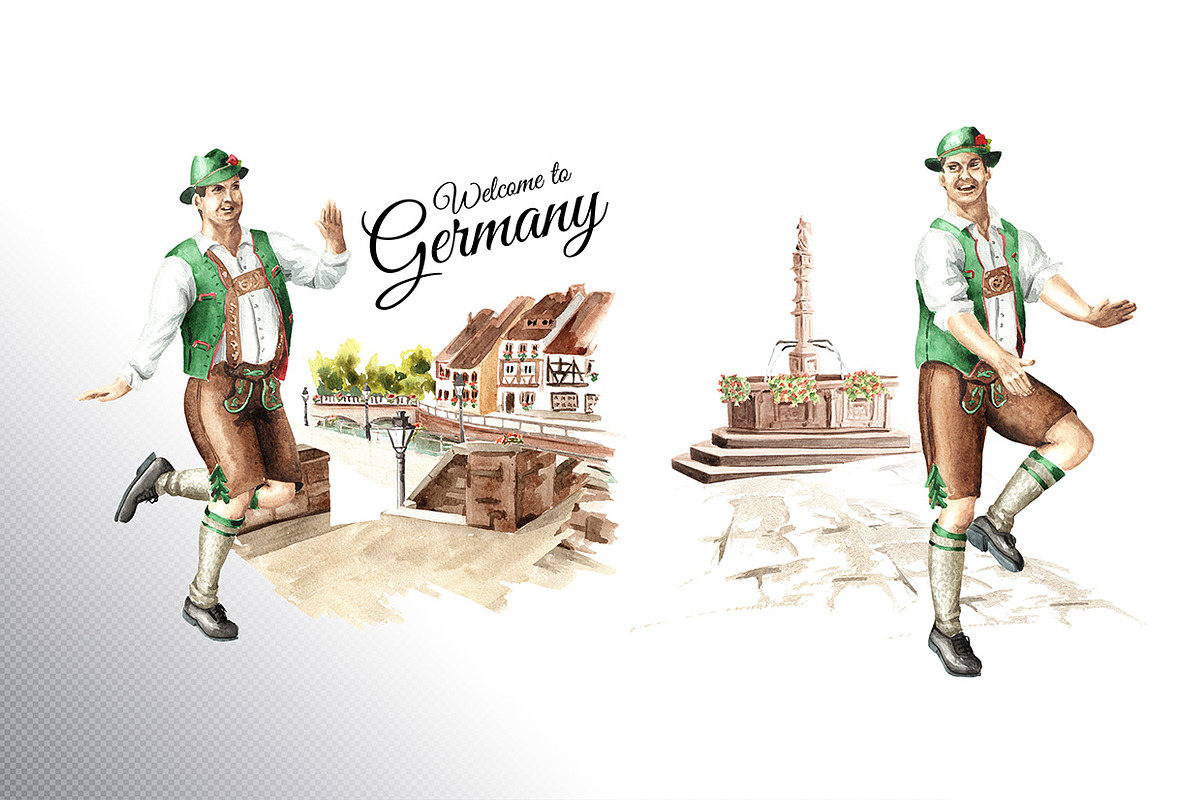 Welcome to Germany. Watercolor set, an Illustration by Daria Ustiugova (Photo 6 of 15)