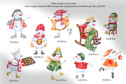 Snowmen Village Watercolor Clipart, an Illustration by Anna Druzhkova (Thumbnail 2 of 20)