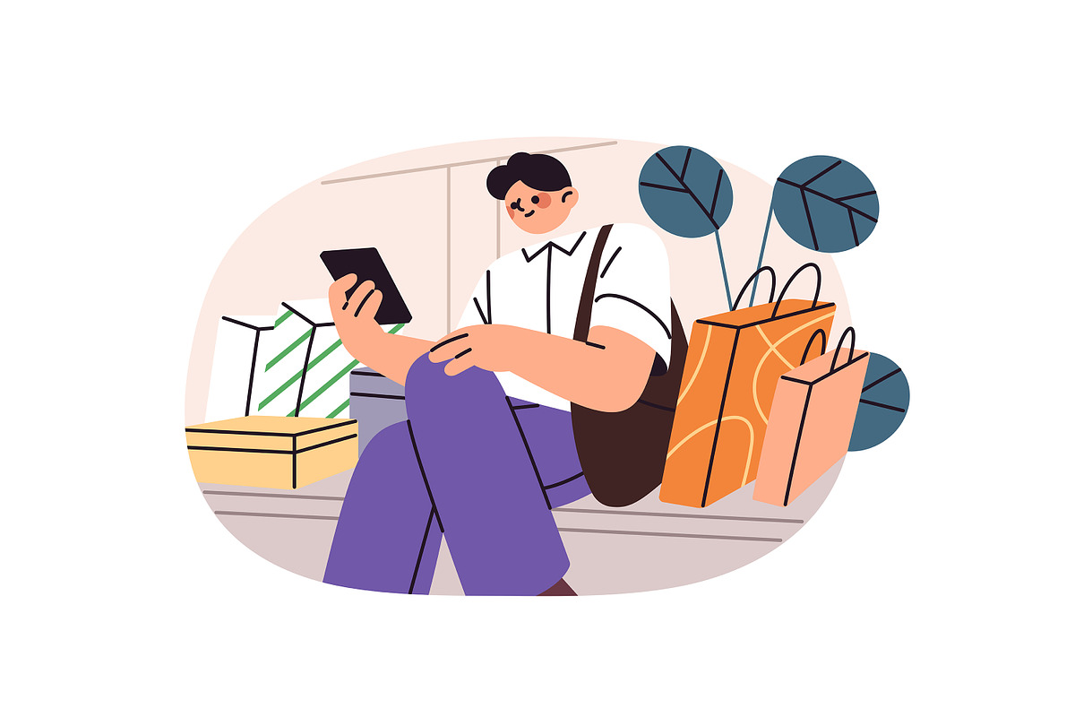 People shopping in store set, a Person Illustration by PaperTrident (Photo 9 of 15)