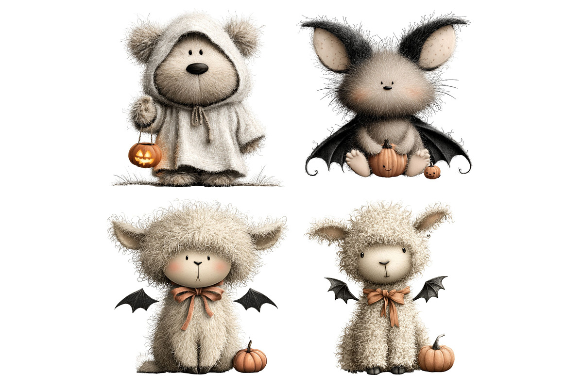 Cute Halloween Animals Clipart, a Seasonal Illustration by Nicolle's Colorful Art (Photo 5 of 5)