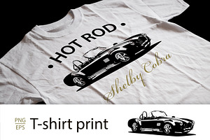 T-Shirt Print of Hot Rod Cobra Car, a Transportation Illustration by Plaid4You