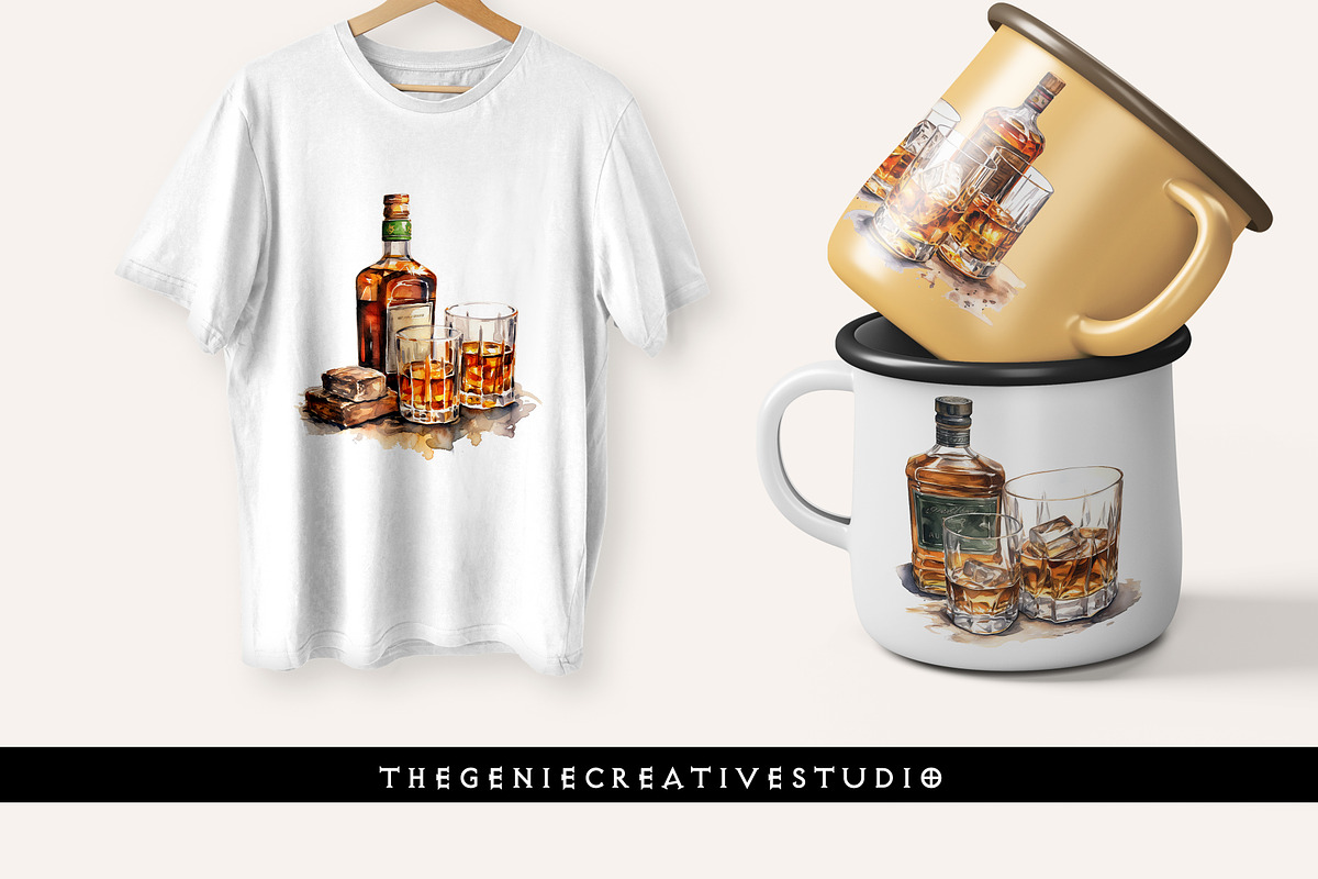 Watercolor PNG Whiskey Clipart, a Food Illustration by Geniecreativestudio (Photo 7 of 9)