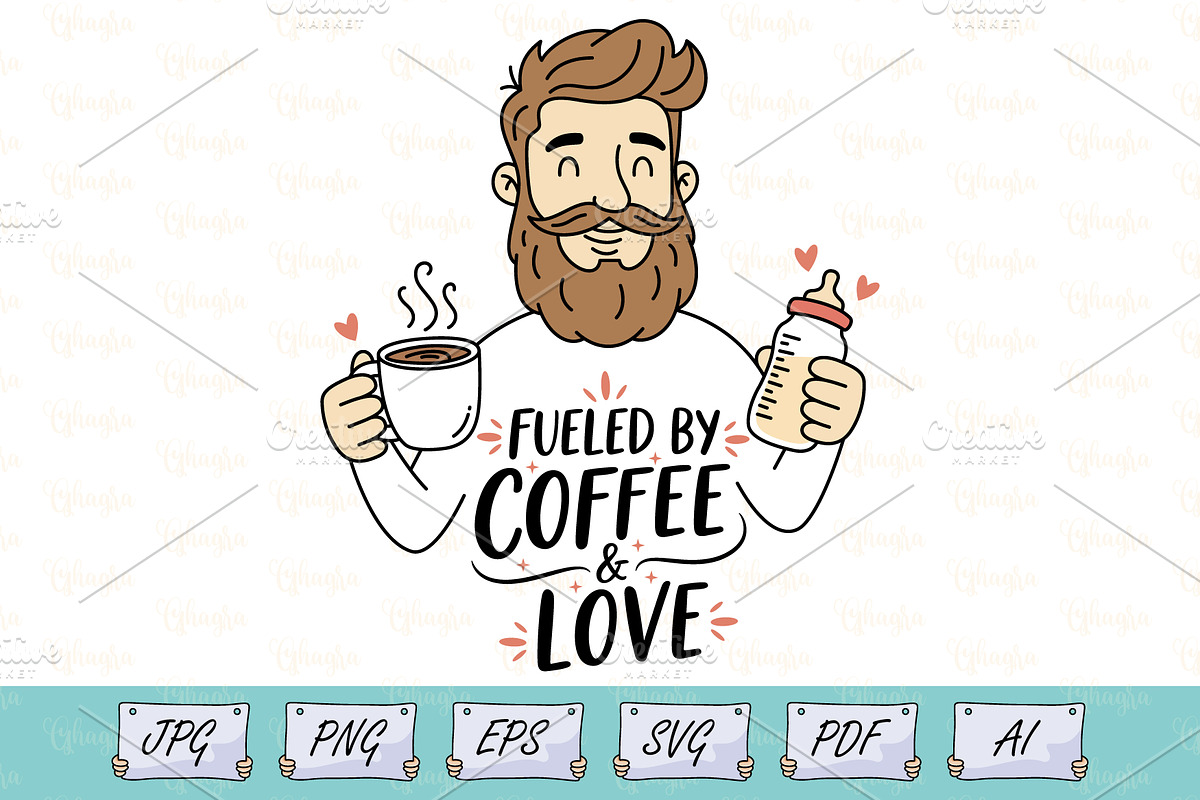 Fueled By Coffee Dad Life Design, a Person Illustration by Ghagra (Photo 1 of 7)