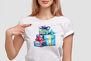 Gift Boxes Watercolor Clipart, a Decorative Illustration by LekoArt (Thumbnail 10 of 10)