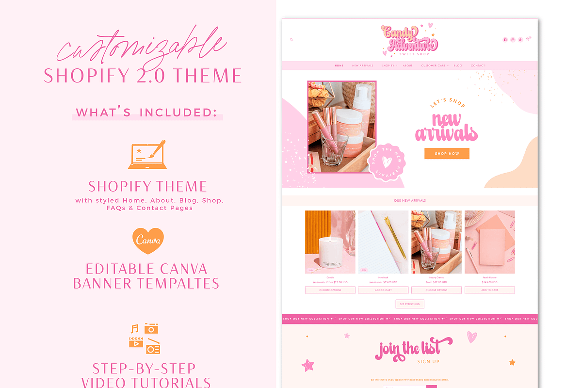 Bright Pink Retro Shopify Theme, a Shopify Template by Macarons and Mimosas (Photo 2 of 11)