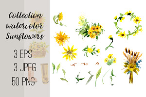 №2 Collection Watercolor Sunflowers