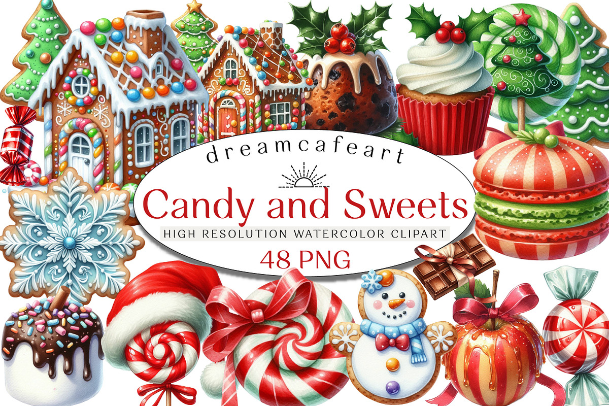 Christmas Candy and Sweets Clipart, an Illustration by DreamCafeArt (Photo 1 of 8)