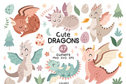 Cute dragon girl clipart, an Animal Illustration by JulzaArt (Thumbnail 1 of 6)