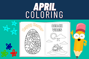 Spring Coloring Pages - April Theme, a Templates & Theme by Premium Digital Templates (Thumbnail 1 of 3)