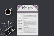 Purple Floral Cv template, a Resume Template by Emaholic Template (Thumbnail 3 of 4)