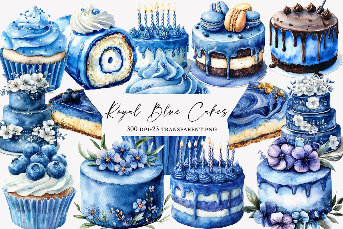 Royal Blue Cakes Clip Art, an Illustration by Designworld (Photo 1 of 4)