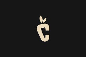 Letter C Carrot Logo Design Vector